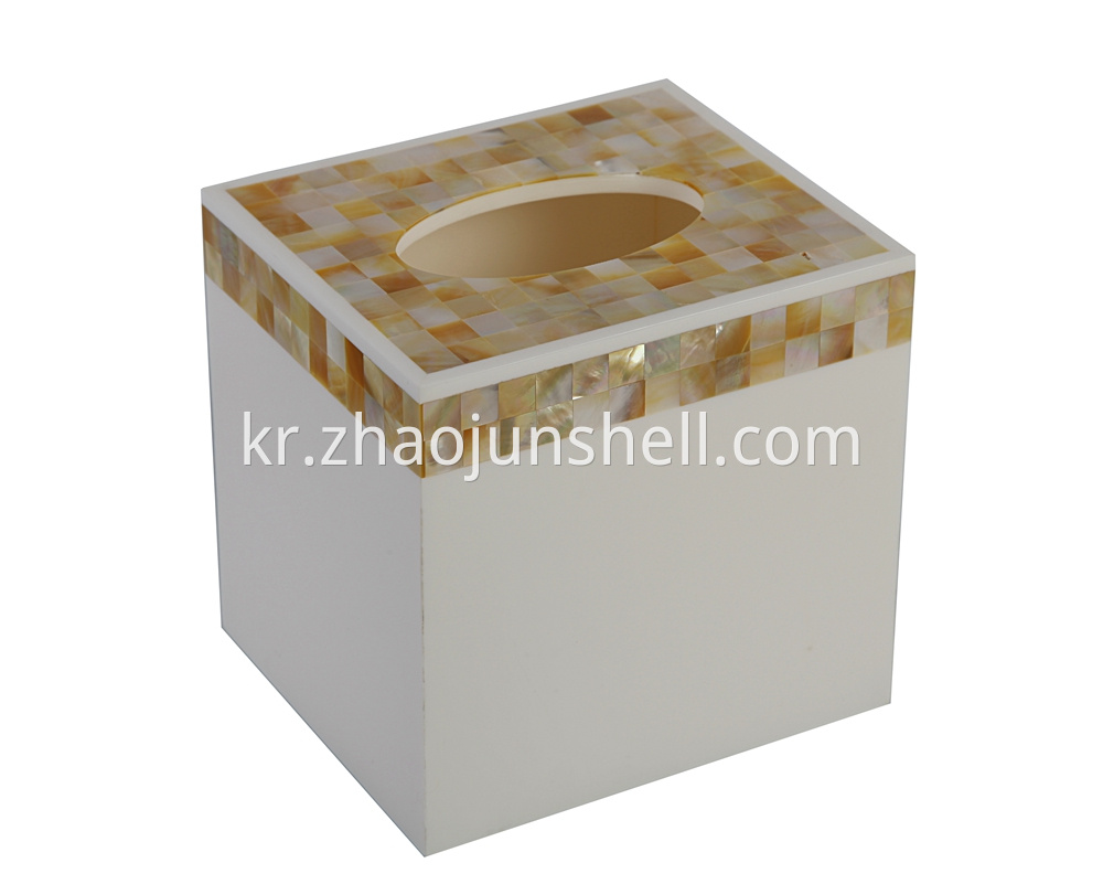 golden mother of pearl square tissue box